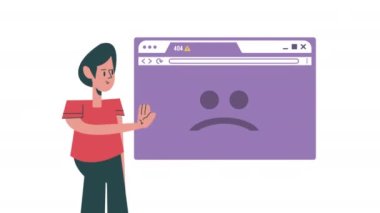 webpage template with connection fail ,4k video animated