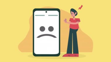 man with smartphone device technology ,4k video animated