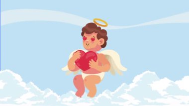 cupid angel love with heart animation ,4k video animated