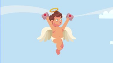 cupid angel with letters animation ,4k video animated