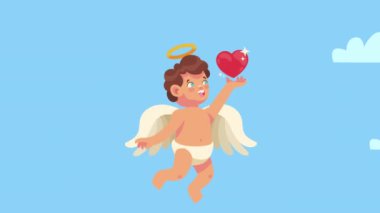 cupid angel love with heart animation ,4k video animated