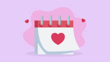 hearts love in calendar animation ,4k video animated