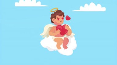cupid angel love with heart animation ,4k video animated