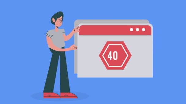 404 Ошибка Подключения Шаблоне Веб Страницы Видео Анимированных — стоковое видео