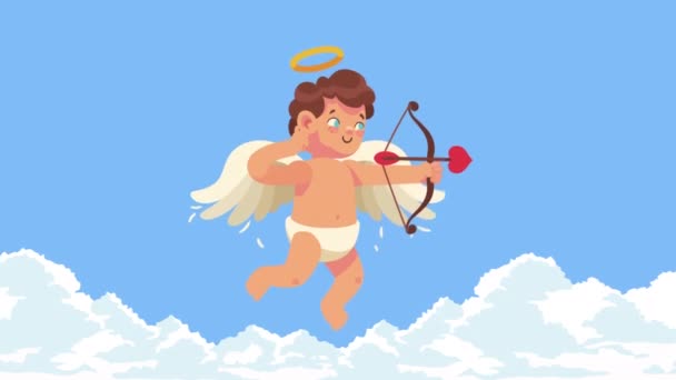 丘比特天使与拱形动画 4K视频动画 — 图库视频影像