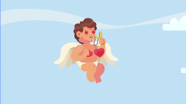 Cupid Angel Slingshot Animation Video Animated — Stock videók
