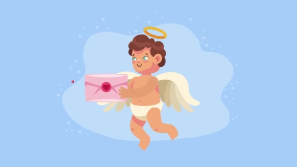 Cupid Angel Flying Character Animation Video Animated — Vídeos de Stock