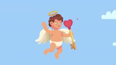 cupid angel flying character animation ,4k video animated