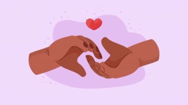 afro hands with heart love animation , 4k video animated , 4k video animated
