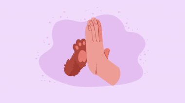 hand with pet paw animation , 4k video animated , 4k video animated