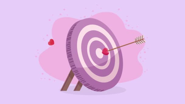 Hearts Love Arrows Target Video Animated — Vídeo de Stock