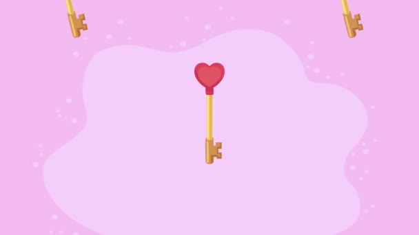 Hearts Love Keys Pattern Video Animated — Stok video