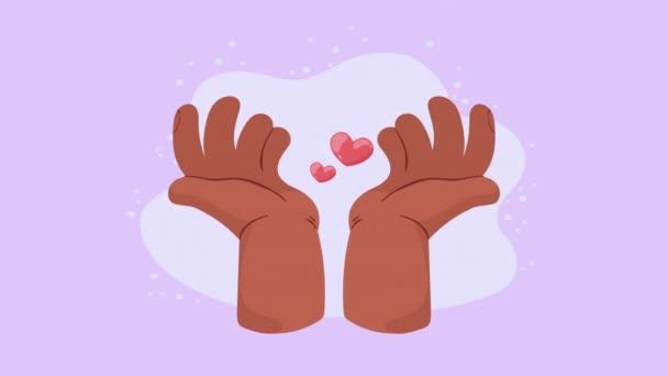 Hands Lifting Hearts Love Animation Video Animated Video Animated — Vídeos de Stock