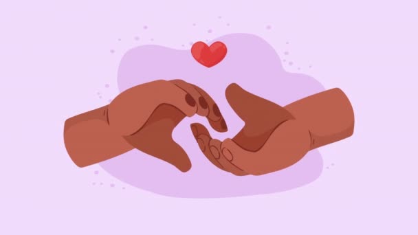 Afro Hands Heart Love Animation Video Animated Video Animated — Stockvideo