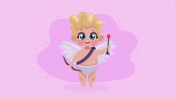 Blond Cupid Angel Character Animation Video Animated Video Animated — Vídeo de stock