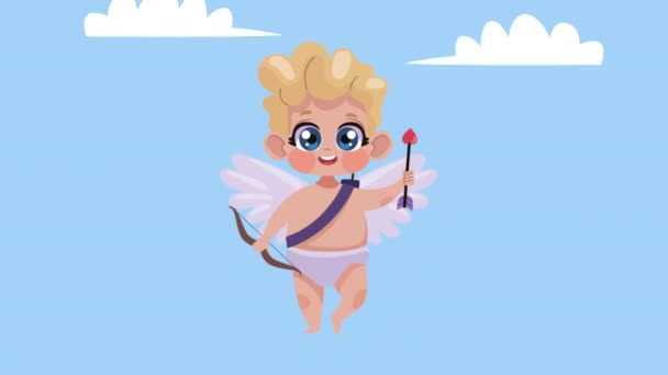 Ξανθά Cupid Animation Χαρακτήρα Αγγέλου Βίντεο Κινουμένων Σχεδίων — Αρχείο Βίντεο