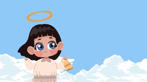 Girl Cupid Angel Character Animation Video Animated — Wideo stockowe