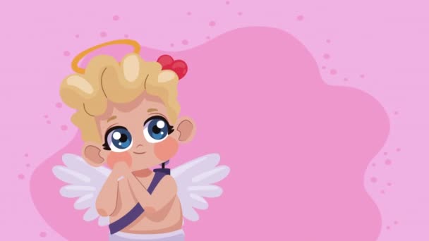 Blond Cupid Angel Character Animation Video Animated Video Animated — Stok Video