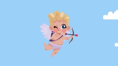 blond cupid angel character animation , 4k video animated , 4k video animated
