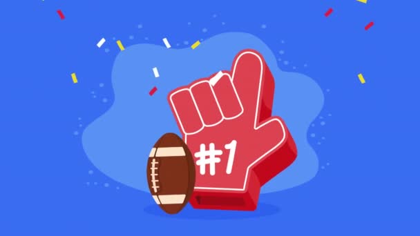 American Football Balloon Fan Glove Video Animated — Stockvideo
