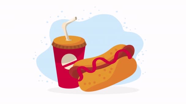 Soda Hot Dog Animation Video Animated — Wideo stockowe