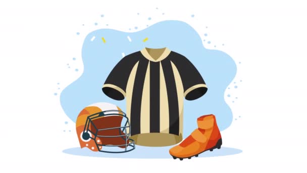 American Football Helmet Referee Shirt Video Animated — Vídeos de Stock