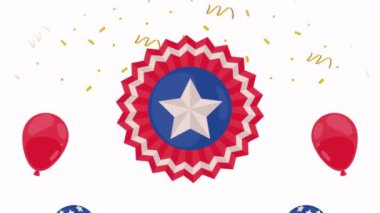 usa flag in balloon heliums and lace ,4k video animated