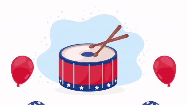 Usa Flag Drum Patriotic Animation Video Animated — Vídeo de Stock
