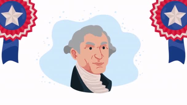 President George Washington Character Animation Video Animated — Stock Video
