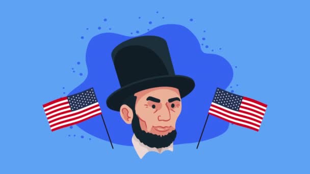 President Abraham Lincoln Character Animation Video Animated — Vídeo de Stock