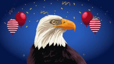 eagle with balloons helium animation ,4k video animated