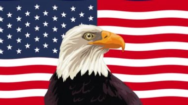 usa flag and eagle animation ,4k video animated