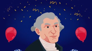 president george washington character animation ,4k video animated
