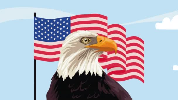 Usa Flag Waving Eagle Video Animated — 비디오