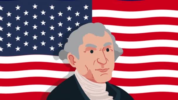 President George Washington Character Animation Video Animated — Wideo stockowe