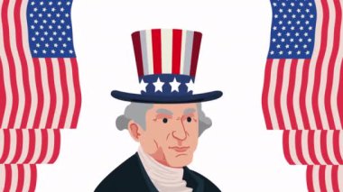 president george washington character animation ,4k video animated
