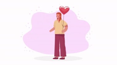in love woman with heart balloon helium ,4k video animated