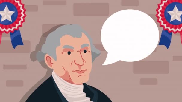 President George Washington Character Animation Video Animated — Vídeo de Stock