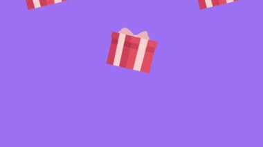 red gifts boxes presents pattern ,4k video animated
