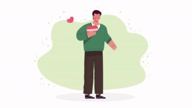 lover man with chocolates box animation ,4k video animated