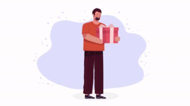 lover man with gift animation ,4k video animated