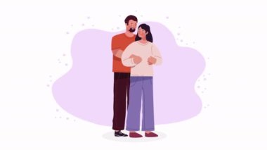 happy lovers couple characters animation ,4k video animated