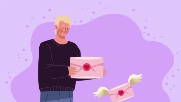 Lover Man Love Letters Animation Video Animated — Vídeo de stock