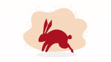 chinese new year red rabbit jumping ,4k video animated