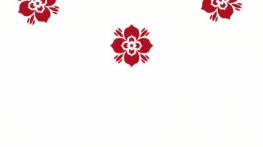 asian red flowers decorative pattern ,4k video animated