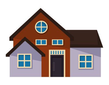 lilac and red house facade icon