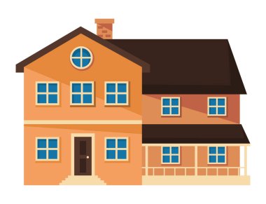 yellow house facade front icon