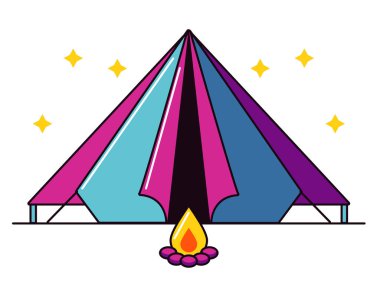 tent and campfire scene icon
