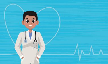 male doctor with heart cardio character