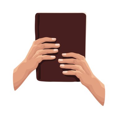 hands with sacred book icon